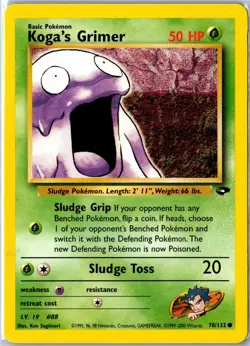 Pokemon Card - Koga's Grimer 78/132 Gym Challenge Common Unlimited MP - Image 1