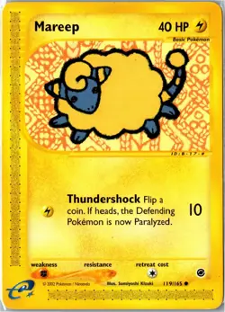 Pokemon Card - Mareep 119/165 Expedition Base Set Common Moderately Played - Image 1