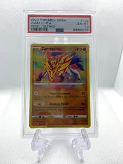 Pokemon 2020 SWSH Vivid Voltage Amazing Rare Zamazenta #102 PSA 10 #2 - Image 1