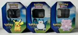 POKEMON TCG Pokemon Go Tin Complete Set Pikachu Snorlax Chansey EMPTY LIKE NEW - Image 1