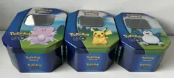 POKEMON TCG Pokemon Go Tin Complete Set Pikachu Snorlax Chansey EMPTY LIKE NEW - Image 4
