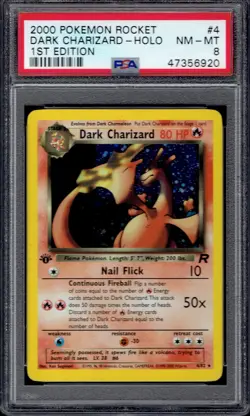 2000 Pokemon Dark Charizard Holo 1st Edition 4/82 PSA 8 (Team Rocket) - Image 1