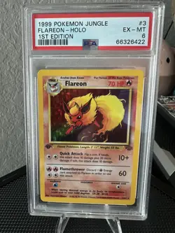 1999 POKEMON JUNGLE 1ST ED #3 FLAREON-HOLO PSA 6 - Image 1