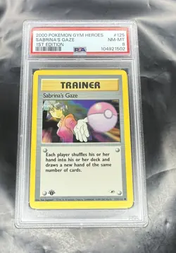 2000 Pokemon Sabrina's Gaze - 1st Ed - Gym Heroes - 125/132 - PSA 8 - Image 1