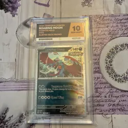 Roaring Moon Swirl Temporal Forces Cosmos Holo Pokemon TCG 109/162 SV05 ACE 10 - Image 1