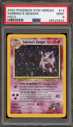 Pokemon Sabrina's Gengar Gym Heroes Unlimited Holo Rare #14 PSA 9 Mint - Image 1