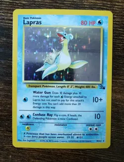 Pokemon Fossil Holo Rare Lapras 10/62 LP+ - Image 1
