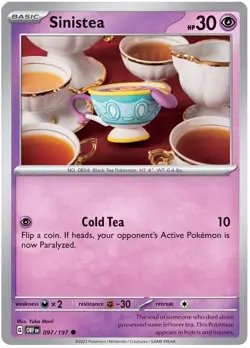 SINISTEA 097/197 Common Obsidian Flames Pokemon TCG - Image 1