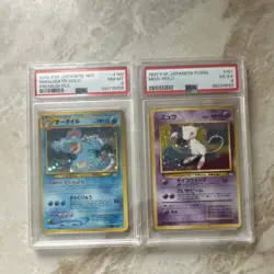 Nintendo PSA Graded Japanese Pokemon TCG Holo Lot 2 Feraligatr #160 Mew #151 - Image 1