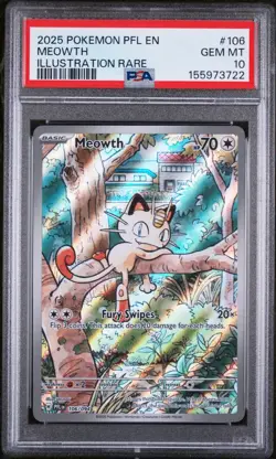 Pokemon Meowth Me02 Phantasmal Flames EN Illustration Rare Holo 106/094 PSA 10 - Image 1