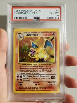 PSA 6 Charizard Base Set Unlimited 1999 Holo Rare WOTC Pokemon - Image 1