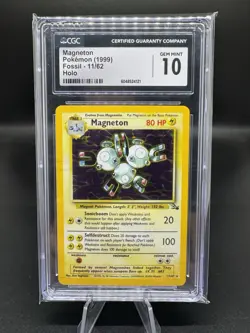 CGC 10 GEM MINT Magneton 1999 Fossil 11/62 Holo Pokemon Card - Image 1