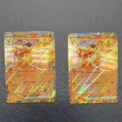 Pokemon TCG Blaziken EX Holo Ability Fire Lot of 2 Cards JTG Set English - Image 1