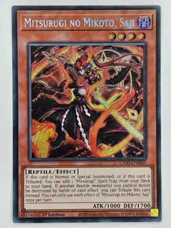 YuGiOh - L26D-ENM05 Mitsurugi no Mikoto, Saji - Secret Rare - Image 1