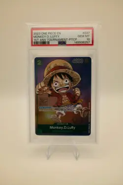 ONE PIECE MONKEY D. LUFFY 2023 PROMOS 1ST ANV TOURNAMENT-PTCP #037 PSA 10 - Image 1
