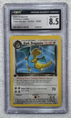 CGC 8.5 DARK DRAGONITE (Team Rocket) 22/82 Pokemon Card 1st edition 2000 - Image 1