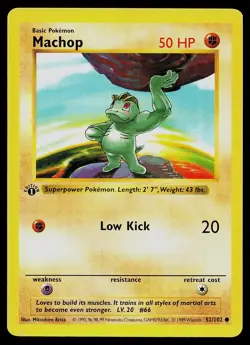 Pokemon Card - Machop Base Set Shadowless 52/102 1st Edition Common - Image 1