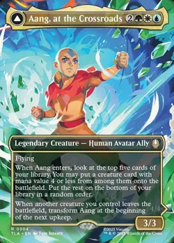 MTG Aang, at the Crossroads // Aang, Destined Savior - Foil - Borderless, NM-Min - Image 1