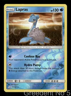 Lapras 31/181 Rare Team Up Pokemon Reverse Holo Lightly Played - Image 1