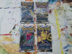 Pokemon TCG Silver Tempest Booster Packs x4 - Complete Art Set w/ Sleeves - Image 1