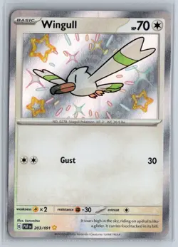 Wingull 203/091 Shiny Rare Paldean Fates Pokemon Holo Near Mint - Image 1