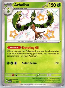 Pokemon TCG Arboliva Shiny Rare Holo SV: Paldean Fates 104/091 NM - Image 1