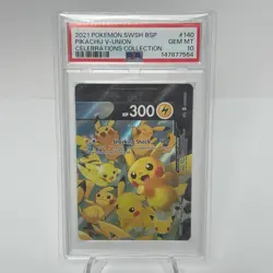 2021 POKEMON SWSH BLACK STAR PROMO #140 PIKACHU V-UNION PSA 10 - Image 1