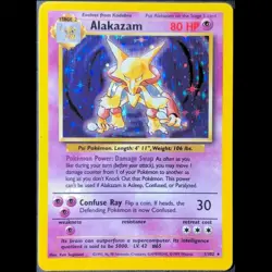 Pokemon TCG Alakazam Base Set Holo Card 1/102 Unlimited Rare - Image 1