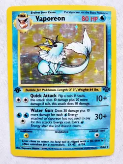 Pokemon TCG 1ST EDITION VAPOREON Jungle Holographic Card 12/64 Holo Rare WOTC V4 - Image 1