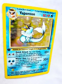 Pokemon TCG 1ST EDITION VAPOREON Jungle Holographic Card 12/64 Holo Rare WOTC V4 - Image 2