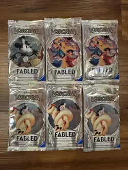 6x Disney Lorcana Fabled New Factory Sealed Booster Packs English 12 game cards - Image 1