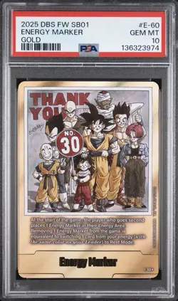 Dragon Ball Super Card Game Fusion World Manga 01 Energy Marker Gold E-60 PSA 10 - Image 1