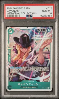 2024 ONE PIECE JAP EB01-012 SR CAVENDISH MEMORIAL COLLECTION PSA 10 CARD - Image 1