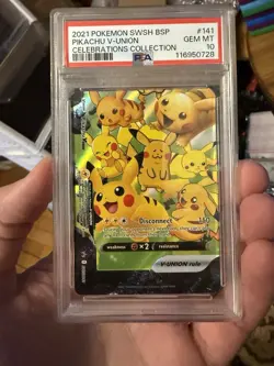 2021 POKEMON Celebrations Black Star Promo PIKACHU V-Union Card SWSH 141 PSA 10 - Image 1