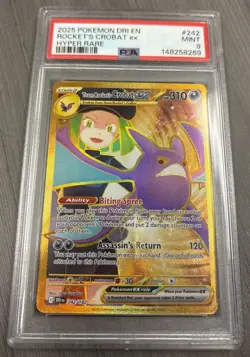 Rocket’s Crobat ex PSA 9 MINT 2025 Pokemon DRI #242 Hyper Rare Team Rocket - Image 1