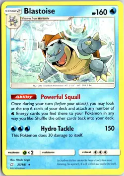 Blastoise 25/181 R Team Up Pokemon NM/M - Image 1