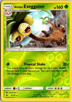 Alolan Exeggutor 2/131 R Forbidden Light Pokemon Reverse Holo NM/M - Image 1