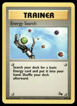 Pokemon Cards Energy Search 59/62 Unlimited Fossil WOTC Common NM *2 - Image 1