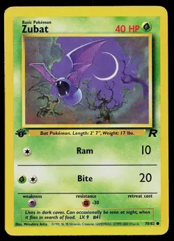 Pokemon Card Team Rocket Zubat 70/82 1st Edition Common - Image 1