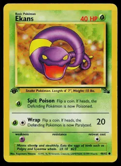 Pokemon Card Fossil Ekans 46/62 1st Edition Common - Image 1