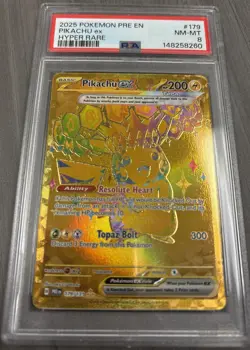 2025 Graded PSA 8.0 Pikachu #179 Hyper Rare Pokemon Prismatic Evolutions - Image 1