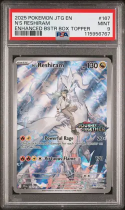 2025 POKEMON JTG EN-JOURNEY TOGETHER #167 N'S RESHIRAM PSA 9 - Image 1