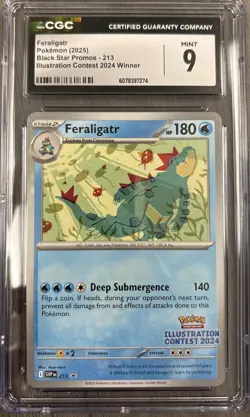 2025 Pokemon Feraligatr Black Star Promo Illustration Contest Winner CGC 9 Mint - Image 1