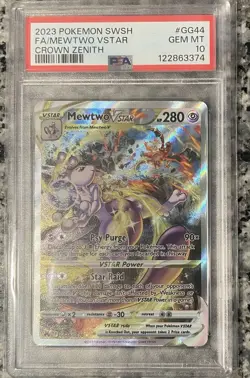 2023 Pokemon Sword and Shield Crown Zenith GG44 Full Art Mewtwo VSTAR PSA 10 - Image 1