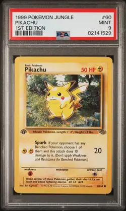 Pikachu 1st Edition Pokemon Jungle 60/64 PSA 9 - Image 1