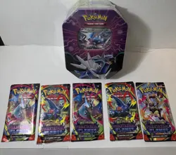 Pokemon TCG Lot -Dialga Ex Tin - 5x Phantasmal Flames Booster Packs Sealed Lot - Image 1