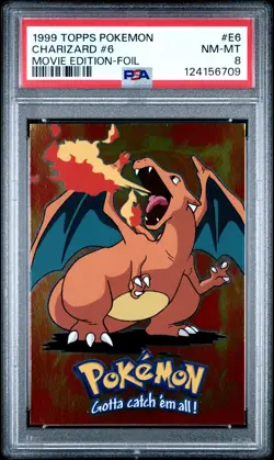 POKEMON 1999 TOPPS FIRST MOVIE CHARIZARD #E6 HOLO FOIL PSA 8 - Image 1