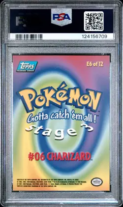 POKEMON 1999 TOPPS FIRST MOVIE CHARIZARD #E6 HOLO FOIL PSA 8 - Image 2