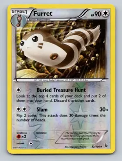 Pokemon TCG Furret Reverse Holo Rare XY - Flashfire 82/106 - Image 1