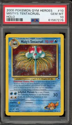 Pokemon Misty's Tentacruel Gym Heroes Unlimited Holo Rare #10 PSA 10 Gem Mint - Image 1